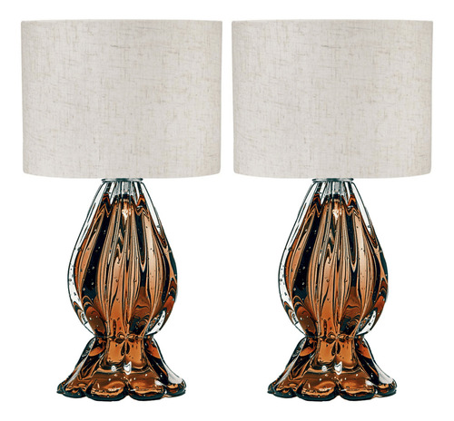 Par De Abajures Para Quarto Cristal Murano La Pigna Labone Cúpula Bege Estrutura Garnet 127/220v