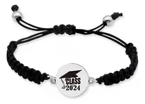 Comprar Pulsera Graduación Promoción Regalo Hilo Negro Joya Plata
