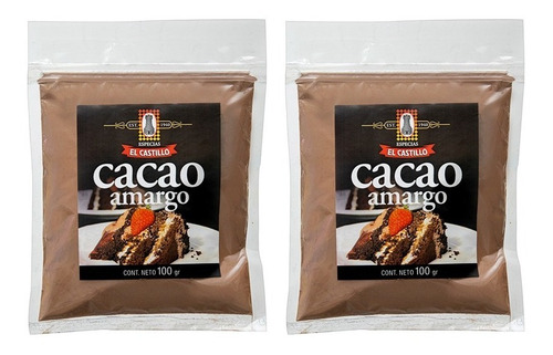 Cacao Amargo En Polvo El Castillo 100 Gr Reposteria X2