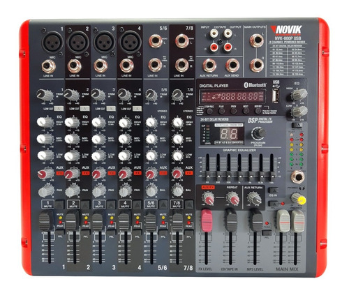 Consola Potenciada Novik Nvk 800p Usb Sd 8 Canales Mixer