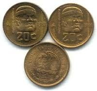 Monedas De 20 Centavos, 1983 Y 1984, Cultura Olmeca Brillo N