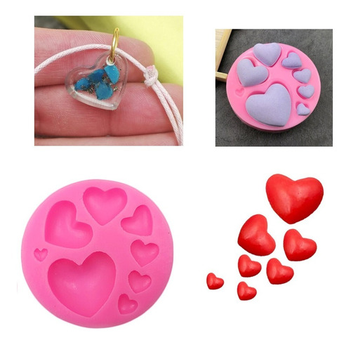 Molde De Silicon Mini Corazón Resina Fondant Repostería 