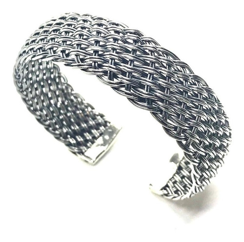 Brazalete De Plata 925 Tejido Premium Importado