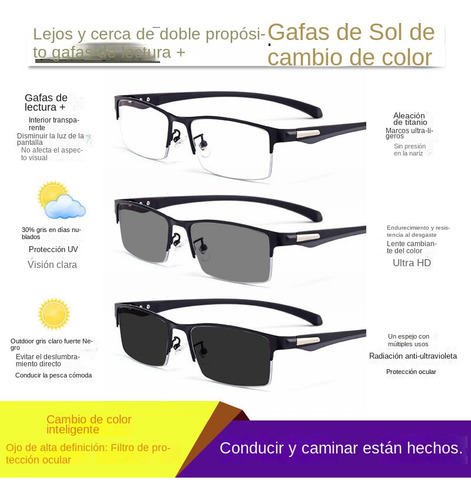 Gafas De Lectura Que Cambian De Color Para Uso Cercano Y Lej