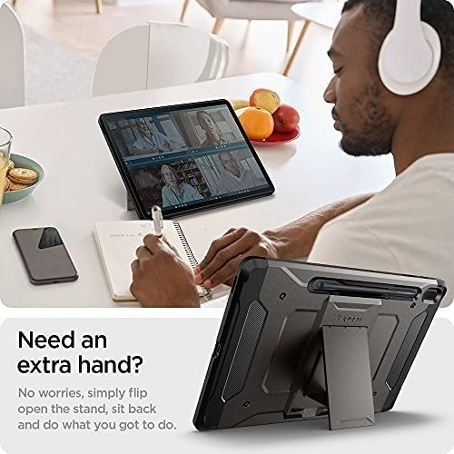 Imagen 5 de 6 de Funda Spigen Tough Armor Galaxy Tab S7 Fe Gris