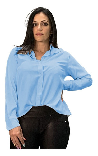 Imagem 7 de 7 de Camisa Social Feminina Lisa Cores Do Verão 185