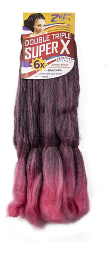 Cabelo Super X 400g Tranças Jumbão Kanekalon Box Braid Jumbo Cor Preto Com Rosa 1b/pink