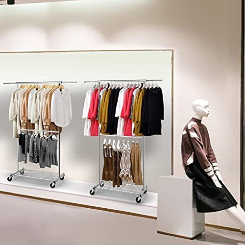 Perchero Metalico Con Ruedas Cromado Extensible