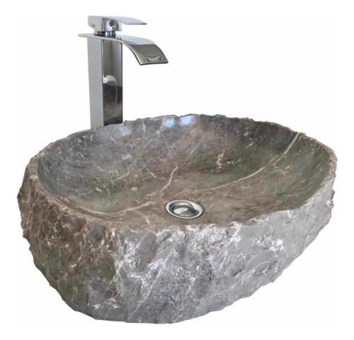 Lavabo Mármol Ovalín Gris 50x35x12 Sobreponer Nuevo