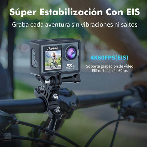 Cámara De Acción 5k Ourlife M40r Pantalla Dual 32gb Tf