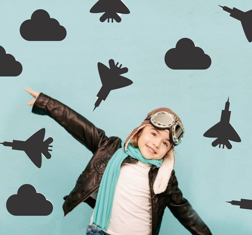 Vinilos Decorativos Infantil Aviones Avion Nubes Pack