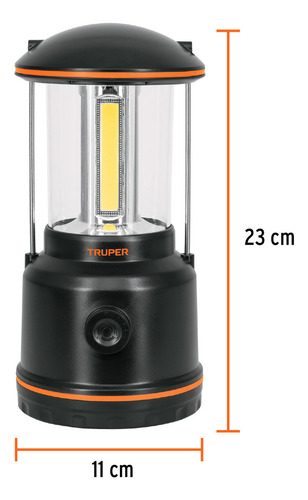 Linterna Led Campamento Tipo Farol Pilas 3 D 10760 Negro