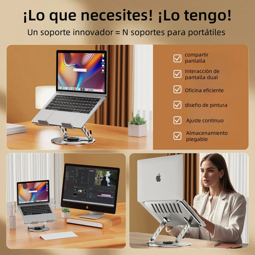 Base Soporte Para Laptoptableta Y Télefono Aluminio Giratori