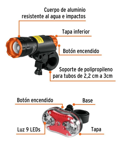 Juego De Linterna Delantera Y Trasera Premium Para Bicicleta