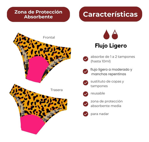 Traje De Baño Para Periodo Luna Segura Bikini Atlas Animal P Naranja Ech