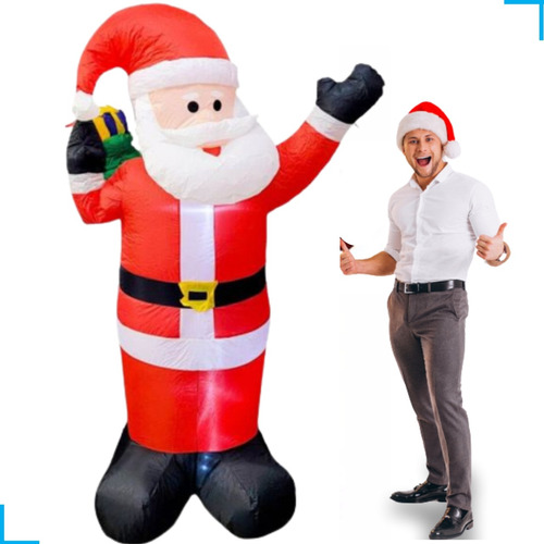 Boneco Papai Noel Em Pé Enflavel Bivolt 180cm Luzes Led