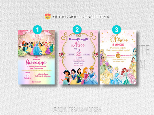 Convite Digital Aniversário Princesas