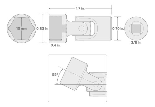 Enchufe Universal Tekton De 3/8 Pines X 14 Mm | Shd18114