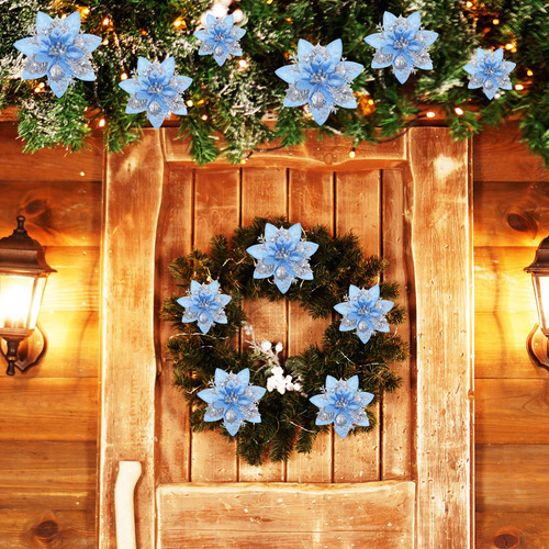 Conjunto De 24 Flores De Pascua Artificiales Para Árbol De N