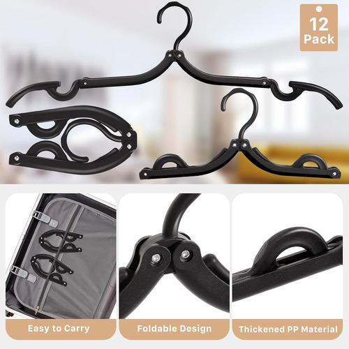 24 Perchas Plegables Portátiles Negras