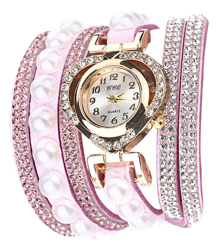 Pulsera Vintage De Perlas De Cristal Ccq - Reloj Analógico D