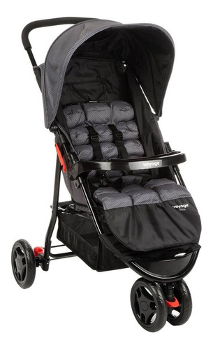 Carrinho de bebê 3 rodas Voyage Delta cinza-grid com chassi de cor preto