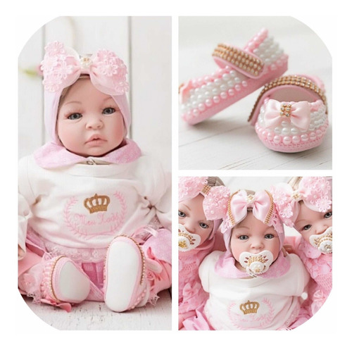 Bebê Reborn 21 Itens Princesa Boneca Senta Silicone Bolsa