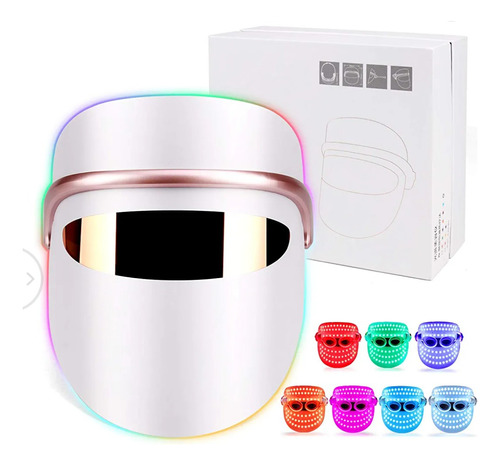 Máscara Led 7 Colores Ligera Tratamiento Facial Antiedad Y +