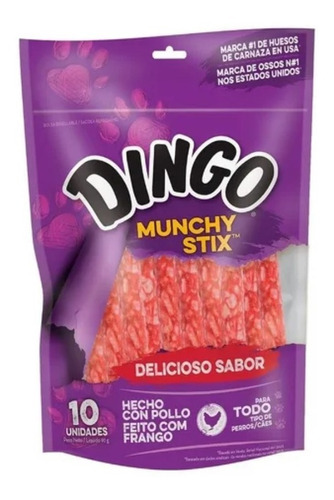 Golosina Para Perros Dingo Munchy Stix X 10 Unidades 90 Gr 