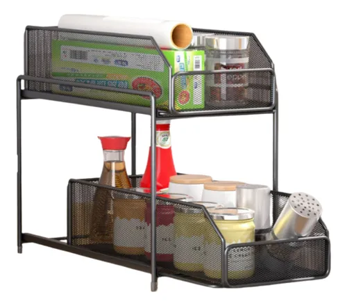 Estante Organizador bajo mesada multiuso para cocina baño Alacena maquillaje cosmeticos con 2 cajones deslizables IMBACK