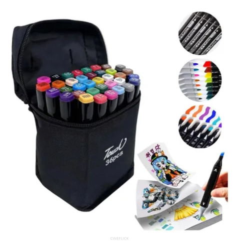 Kit 36 Canetinhas Ponta Dupla Touch + Livro De Colorir Bobbie Goods Capa Dura