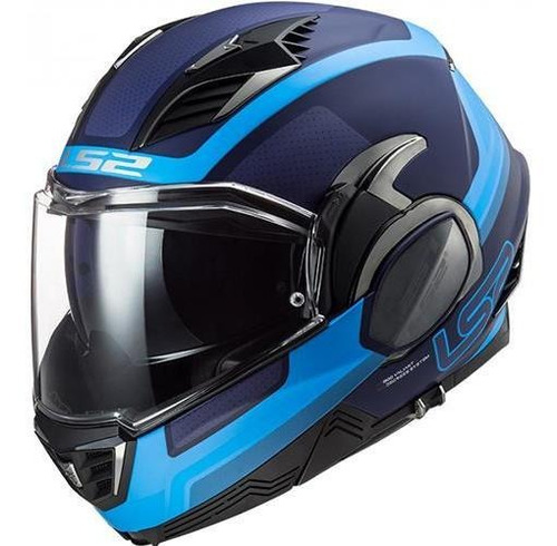 Casco Abatible Ls2 Valiant Ii Orbit Azul Mate Ff900 Moteros