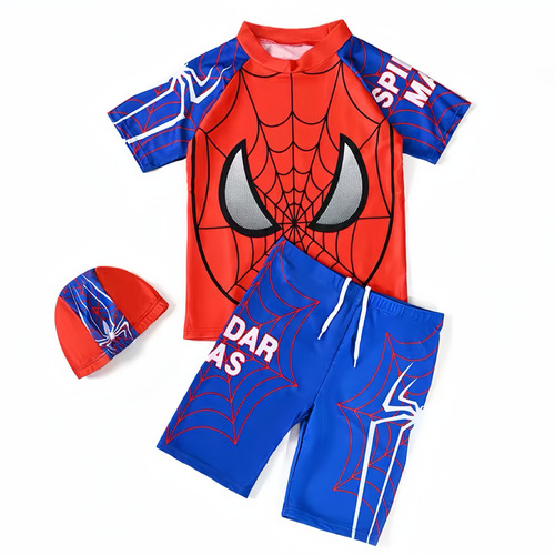 Trajes De Baño 3pzs Bañador Spiderman Para Niños Ropa Playa