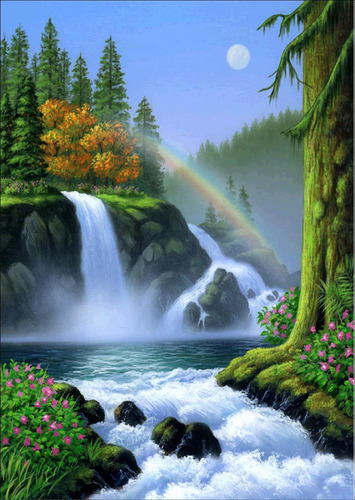 Diy Diamond Painting Kits For Adults,white Waterfall Fu...