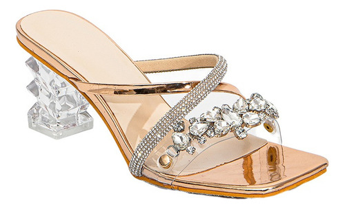 Zapatos De Cristal Transparente Con Correa De Diamantes