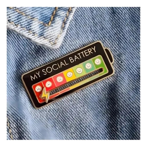 Broche De Esmalte Negro 15 P My Social Battery 7 Moods,