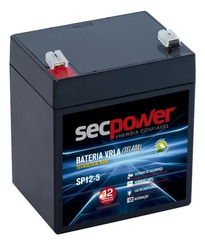 Bateria Agm 12v 5ah Secpower Sp12-5 Para Nobreak Automação