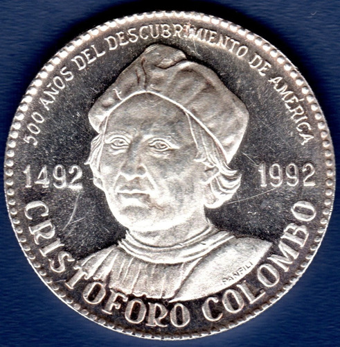 Medalla Plata 1000 Figuras Notables Cristobal Colon 500 Años