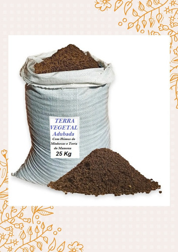 Imagem 1 de 6 de Terra Vegetal Adubada Com Húmus Minhocas + Torta De Mamona