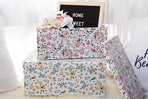 Soul & Lane Cajas de cartón decorativas con tapas | Whispers of Spring -  Juego de 3 | Elegantes cajas de cartón nido