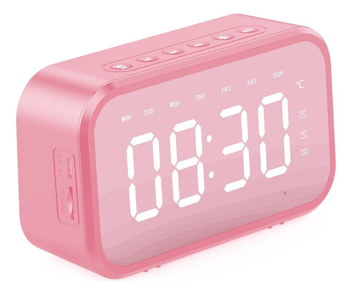 Mini Espejo Led Reloj Digital Altavoz Para Teléfono Móvil