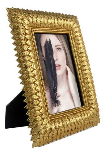 Porta Retrato Casamento 10x15 Lindo Acabamento Linha Glamour Cor Dourado Feather