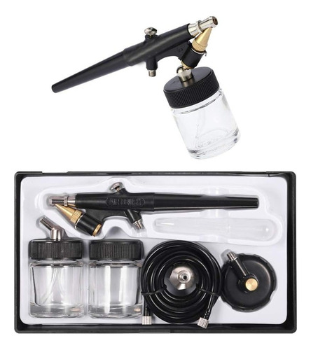 Kit Aerografo Mini Metalico Bronce Profesional + Accesorios