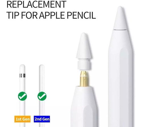 Imagen 2 de 7 de Punta Reemplazo Compatible Con Apple Pencil 1era Y 2da Gen