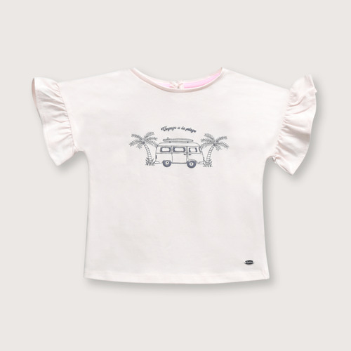 Polera De Bebés Vuelos En Mangas Rosado (6m - 4a)