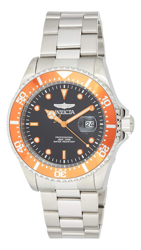 Reloj Invicta 22022 Men's 22022 Pro Diver Analógico Display Color de la correa Plata Color del bisel Acero inoxidable Color del fondo Negro