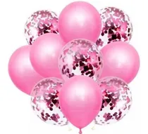 Comprar Set 10 Globos Transparente +confeti+perlados Rosa