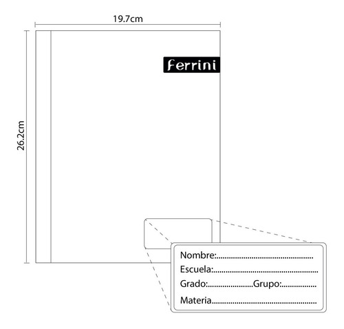 Cuaderno Profesional Blanco Cosido 100 Hojas 6-pack Ferrini Color Verde