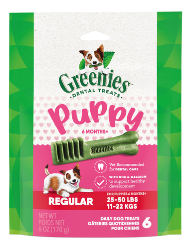 Dog Treats Greenies Puppy Dental Regular 170 G (6 Golosinas)