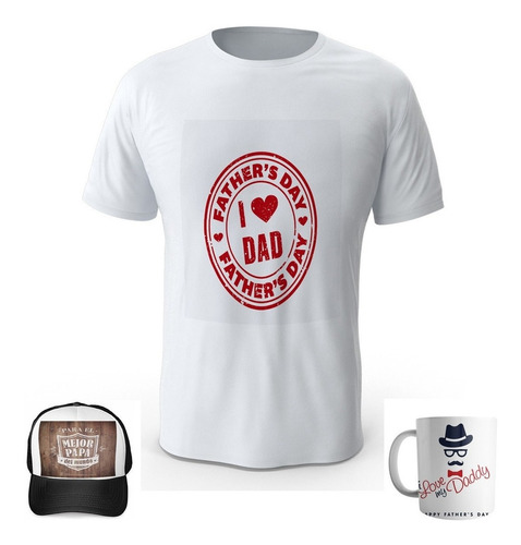 Combo Camiseta + Gorra + Mug Dia Del Padre Papá R29